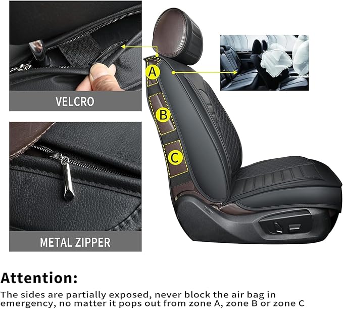 Car Seat Covers 5 Seats Full Set, Waterproof Napa Leather Automotive Seat Protector for Cars SUV Truck Sedan, Universal Anti-Slip Car Seat Cushion Interior Accessories, Black