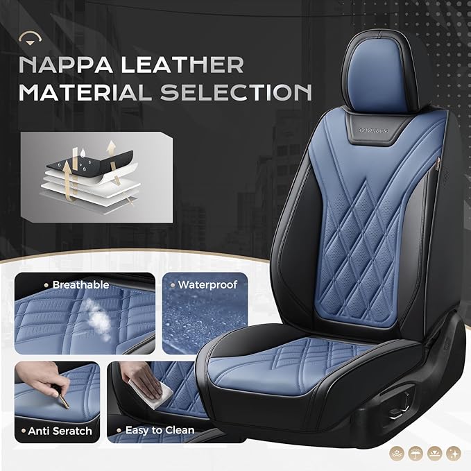 Coverado Car Seat Covers, Front Covers for Cars, Car Seat Cover Front Seats, Automotive Seat Cover, Waterproof, Leather Car Seat Cushion, Universal Interior Covers Seat Protectors for Most Cars