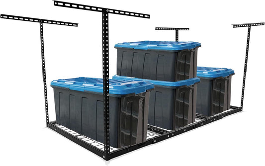 Kojem 3x6 Overhead Garage Storage Rack Adjustable Ceiling Garage Organization Shelf Ceiling Mounted Overhead Storage Racks Steel - Black