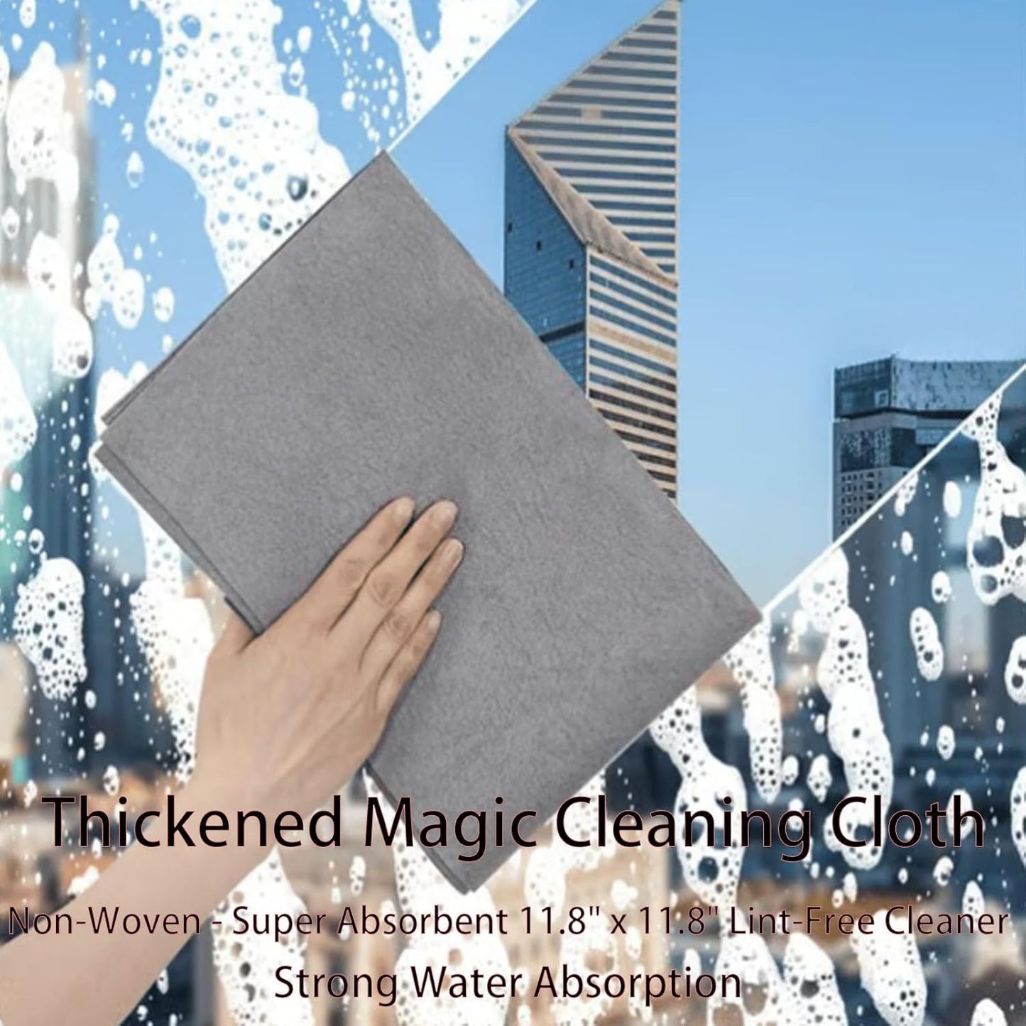 FETNHU Non-Woven - Super Absorbent 11.8" x 11.8" Lint-Free Cleaner, Reusable Thickened Magic Cleaning Cloth, Multipurpose Magic Cloths for Cleaning Glass, Cars, Kitchen, Window, Mirrors (20PCS-Gray)