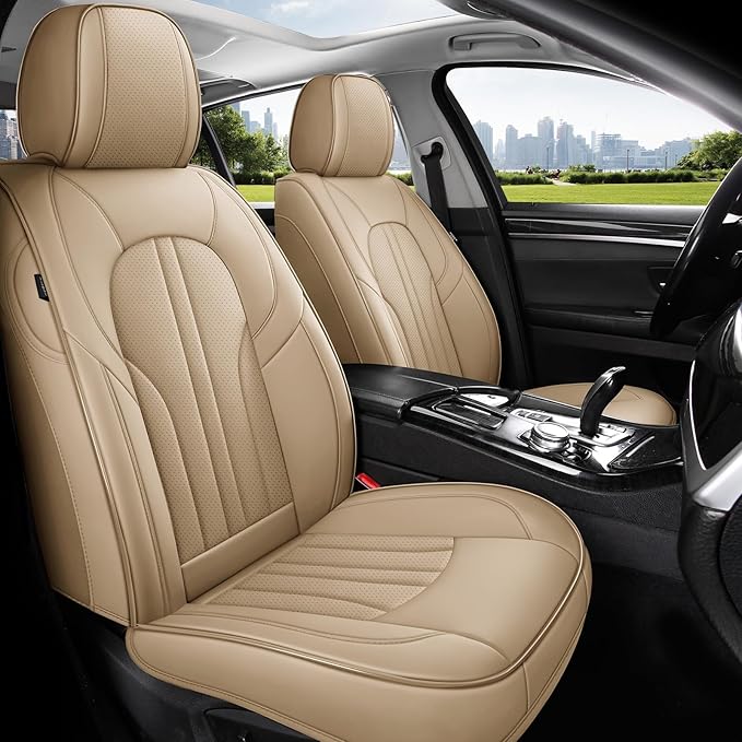 Car Seat Covers,Car Seat Protector Waterproof,Seat Covers Full Set, Car Seat Protectors,Automotive Seat Covers Fit for Most Cars Beige