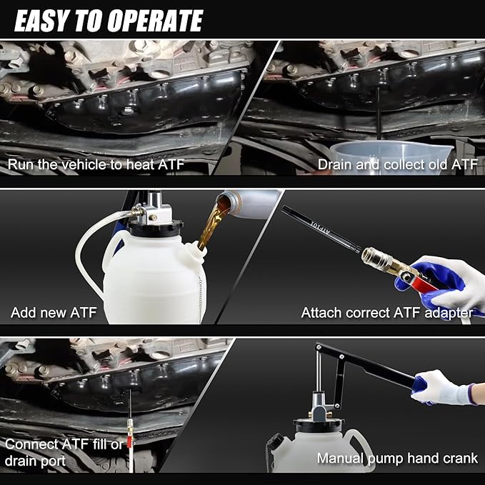 JIFETOR Transmission Fluid Refill Pump ATF Transfer Tool Kit, Manual Gearbox Oil Filler Set with 7.5L Oil Filling Can Dispenser 15PCS ATF Adapters Compatible with Ford Audi Mercedes Benz VW BMW