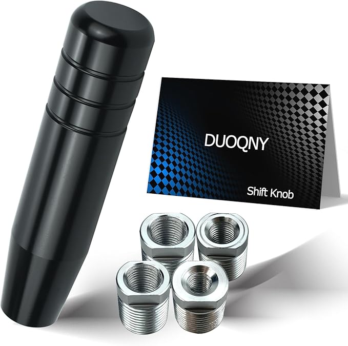 Gear Shift Knob - Universal Fit with 4 Alloy Adapters, 5.12" Long Lightweighted Shifter Knobs, Suitable for Manual & Auto Cars, Black