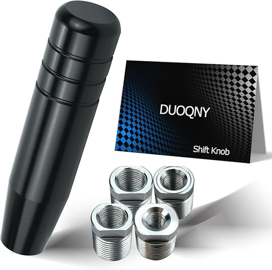 Gear Shift Knob - Universal Fit with 4 Alloy Adapters, 5.12" Long Lightweighted Shifter Knobs, Suitable for Manual & Auto Cars, Black