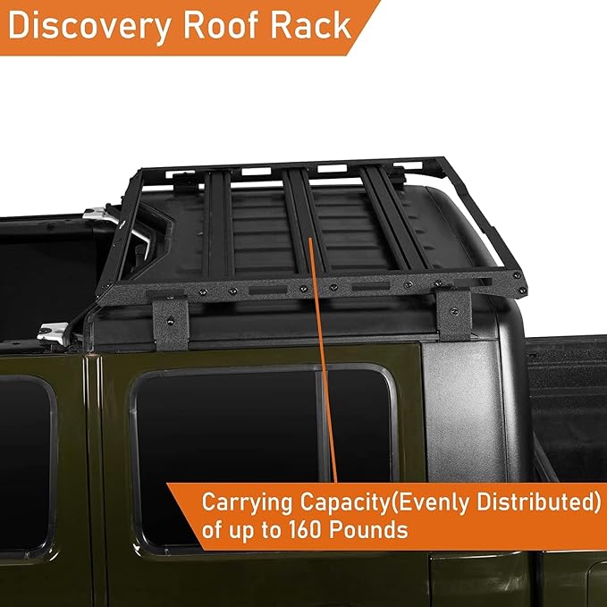 Hooke Road Gladiator JT Roof Rack Off-Road Cargo Management Storage Rooftop Luggage Carrier Cargo Basket for 2020 2021 2022 2023 2024 2025 Jeep Gladiator JT Hardtop Only