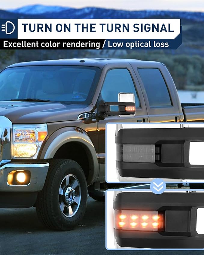 ECCPP fit for Chevy Towing Mirrors for GMC Power Heated LED Turn Arrow Signal Reverse Light Tow Mirrors for 2008-2013 for Chevy for Silverado for GMC for Sierra 2007 for Silverado New Body Style