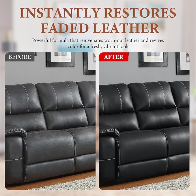 Leather Recoloring Balm Leather Color Restorer Scratch Repair Leather Paint for Furniture Couches Car Seats Shoes Bags Leather Dye and Restorer Restores Faded and Scratched Leather-Dark Gray
