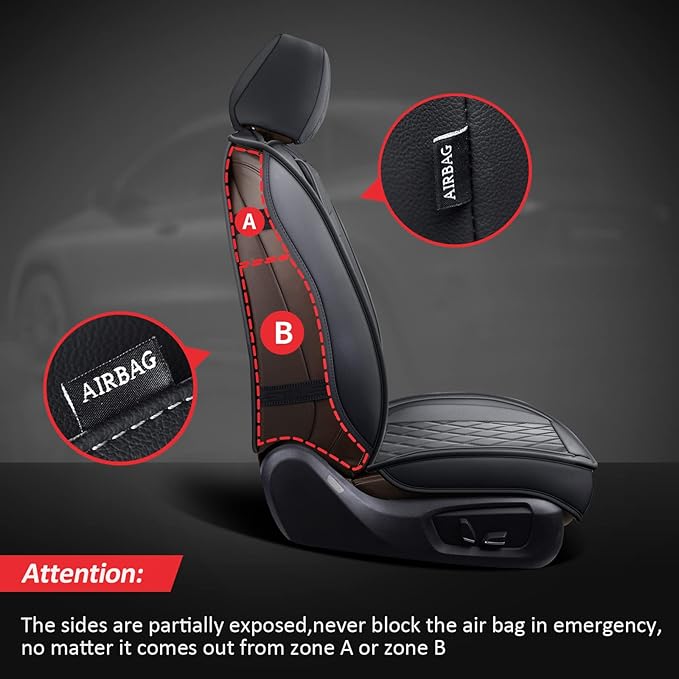 MIROZO Front Seat Covers, Car Seat Covers Black Vehicle Cushion Cover Breathable Fit for Most Sedan, Truck and SUV for Explorer Escape Civic Accord Camry RAV4 (Black,2PCS)