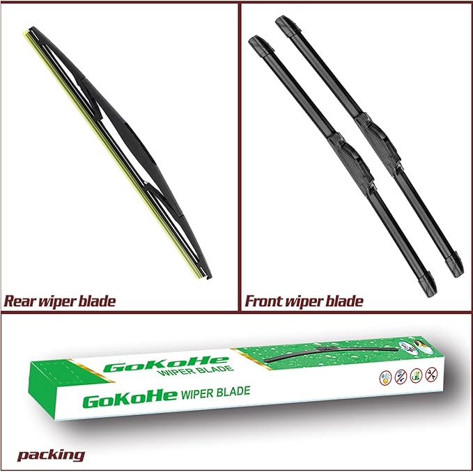 Front and Rear Windshield Wipers (pack of 3pcs) for 2005-2015 Nissan Armada 2004-2010 Infiniti QX56 2011-2014 Acura TSX 24" + 22" Front Windscreen Wiper and 12" Rear Wiper Blade