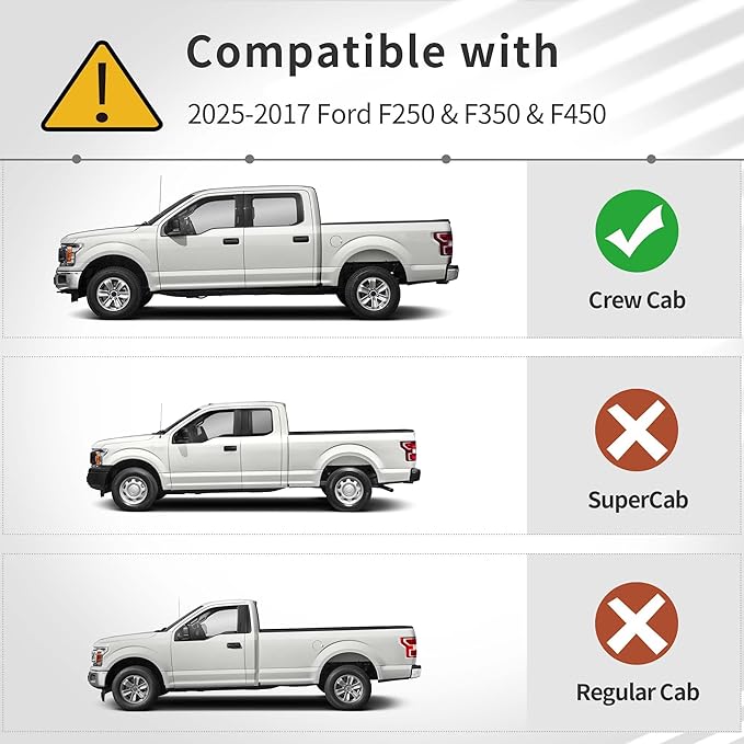 OEDRO Floor Mats Fits for Ford F250/F350/F450 2025-2017 Super Duty Crew Cab w/Under Seat Storage, TPE All Weather Custom Fit F-250/F-350 Car Accessories 1st&2nd Bucket Seats