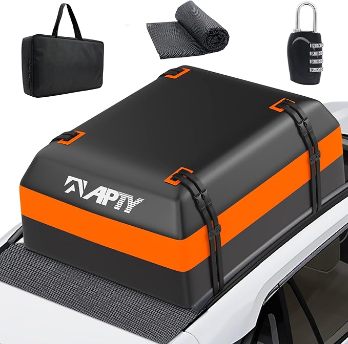 Car Rooftop Cargo Bag Carrier, 16 Cubic Feet Soft Roof Top Luggage Bag for All Vechicles with/Without Racks - with Waterproof Zip, Luggage Lock, Anti-Slip Mat, Door Hooks, Storage Bag