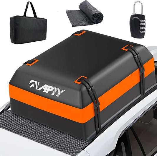Car Rooftop Cargo Bag Carrier, 16 Cubic Feet Soft Roof Top Luggage Bag for All Vechicles with/Without Racks - with Waterproof Zip, Luggage Lock, Anti-Slip Mat, Door Hooks, Storage Bag