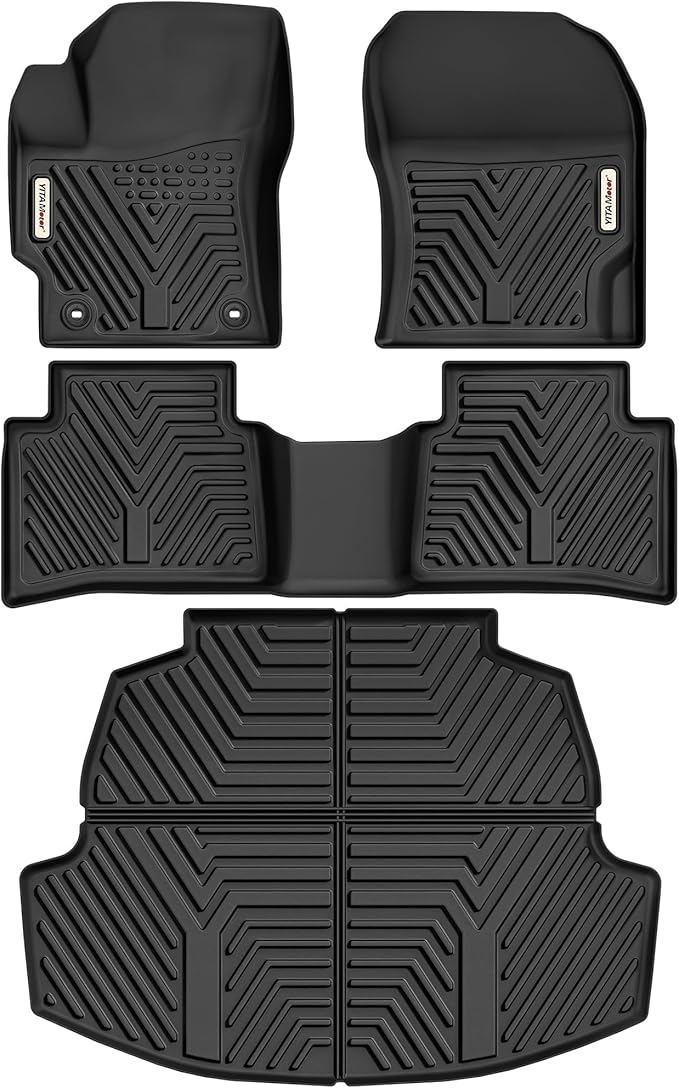 YITAMOTOR Floor Mats Set Fit for Toyota Corolla 2025-2020, All Weather TPE Corolla Floor Liners and Trunk Mat Custom Fit Front & 2nd 2 Row Seat & Cargo Liners, Black