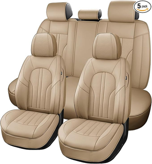 Car Seat Covers,Car Seat Protector Waterproof,Seat Covers Full Set, Car Seat Protectors,Automotive Seat Covers Fit for Most Cars Beige