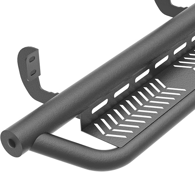 Crew Cab Running Boards Side Steps Compatible for 2005-2025 Nissan Frontier Crew Cab (4 Full Size Doors), Two Stairs Design Bolt-on Side Rails Step Nerf Bar (Black Powder Coated, Star Logo)