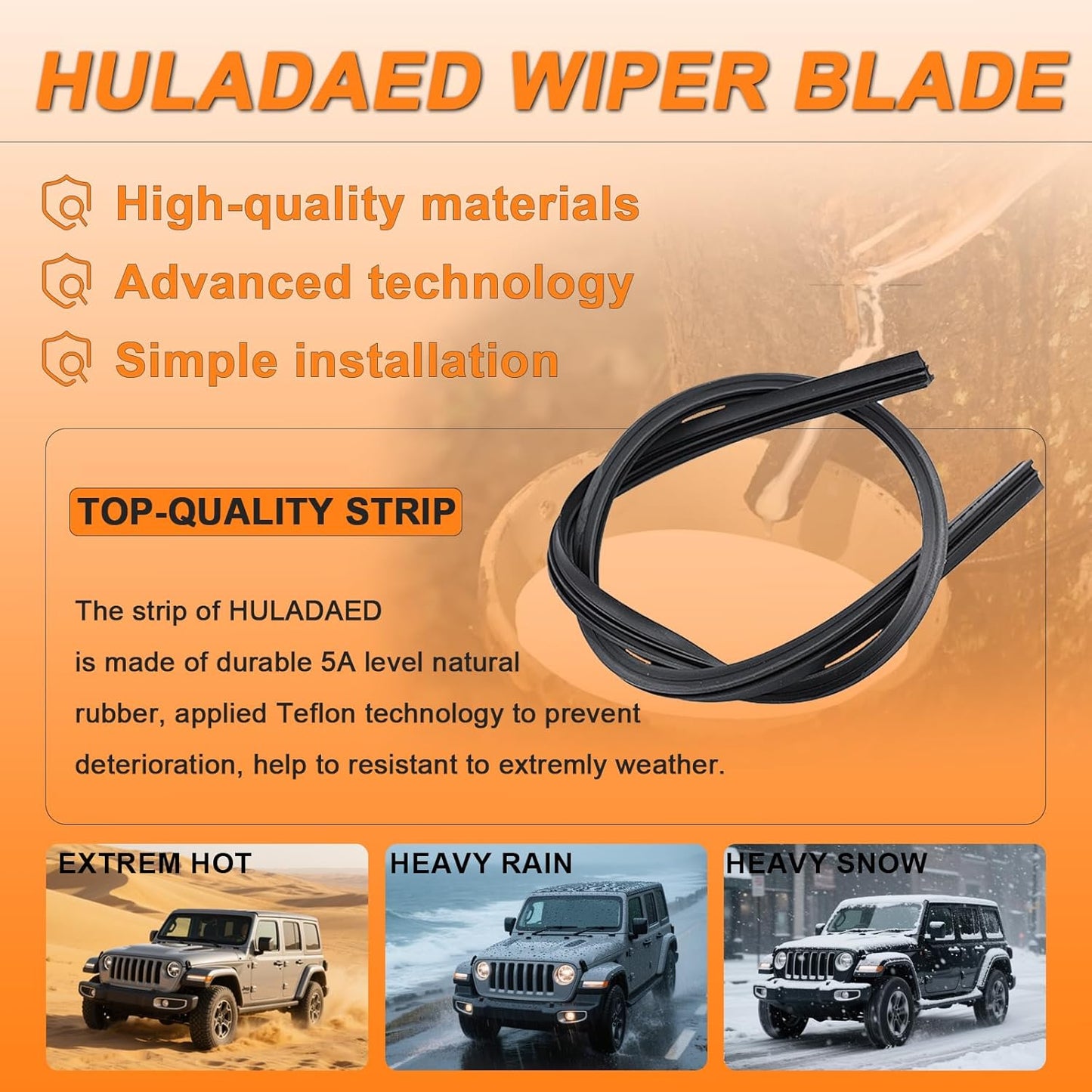 HULADAED® 24''+18''+13'' Windshield Wipers Replacement for Chevrolet Equinox Blazer 2022-2018,GMC Terrain 2022-2018 Silicone Front Rear Wiper blades for MY Car-All Weather & Quiet(3 PACK)