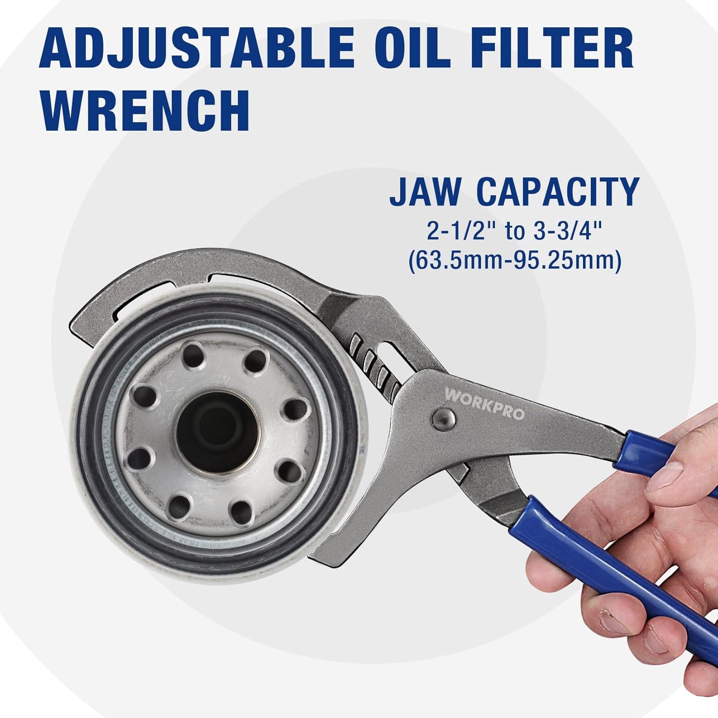 WORKPRO Oil Filter Wrench, 12" Oil Filter Removal Pliers Tools, 5-Position Adjustable Design Fits 2-1/2" to 3-3/4" in Diameter, Ideal for Engine Filters, Cars, and Trucks