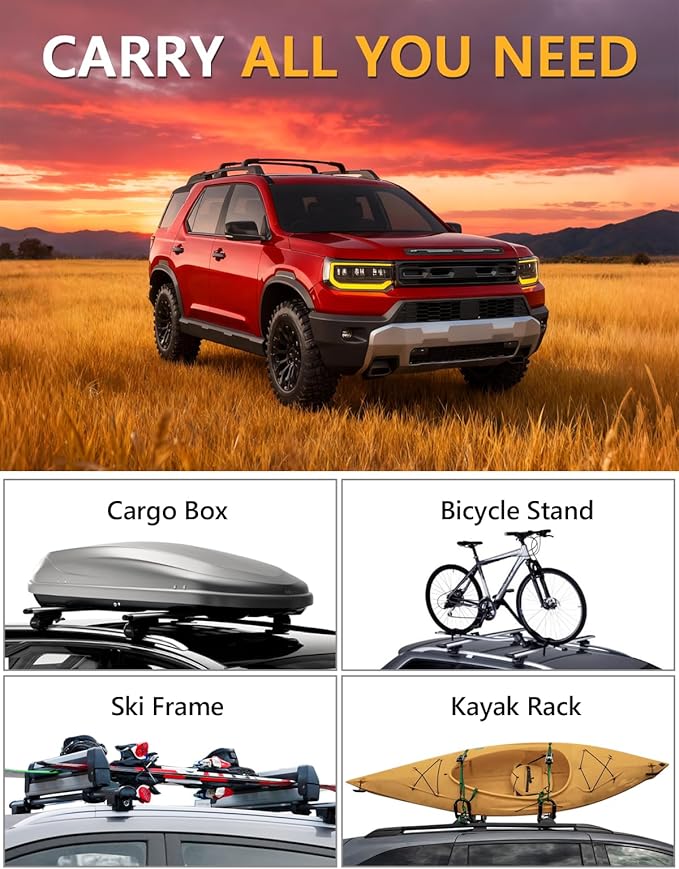 Tuyoung All Aluminum Roof Rack Cross Bars Compatible with Honda Passport 2026 with Raised Side Rails, 260lbs Lockable Heavy Duty Roof Rails Crossbars Cargo Carrier Luggage Kayak Accessories