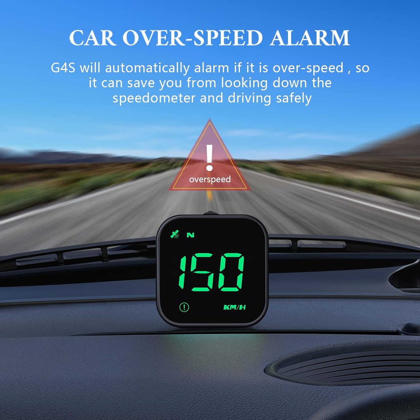G4S Digital GPS Speedometer, New HUD Car Head Up Display with Digital Speed in MPH KPH, Universal for Cars Truck Electric Hybrid Automobile (G4S-Green)