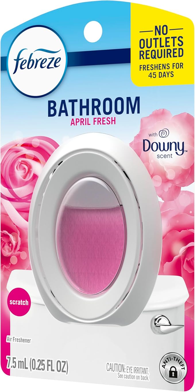 Febreze Bathroom Air Freshener, Odor-Fighting, Plug In Alternative, Air Fresheners for Home and Bathroom and Kitchen, Closet Air Fresheners, Downy April Fresh Scent, 6 Count