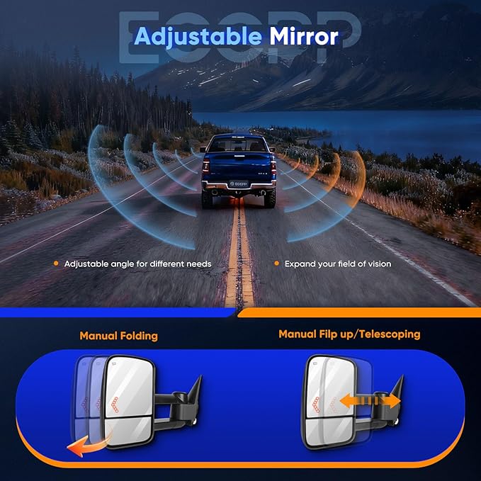 ECCPP Towing Mirror Fit 2005-2007 Silverado Sierra 1500 HD 2003-2006 Silverado Sierra 1500 2500 3500 Suburban 1500 Suburban 2500 Tahoe Yukon XL