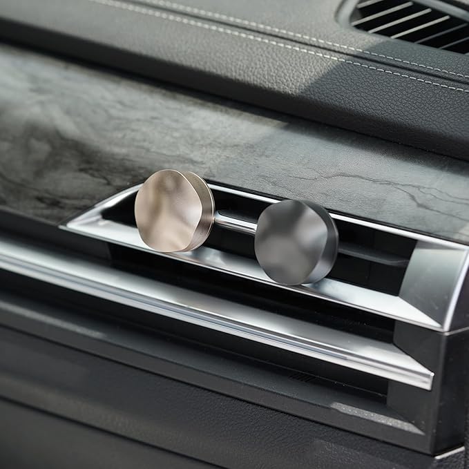THEDOTS Series Metal Wave Car Air Freshener Vent Clip, Cashmere Wood Chestnut, Water Ripple Design, Long-lasting Fragrance, Gift for Drivers