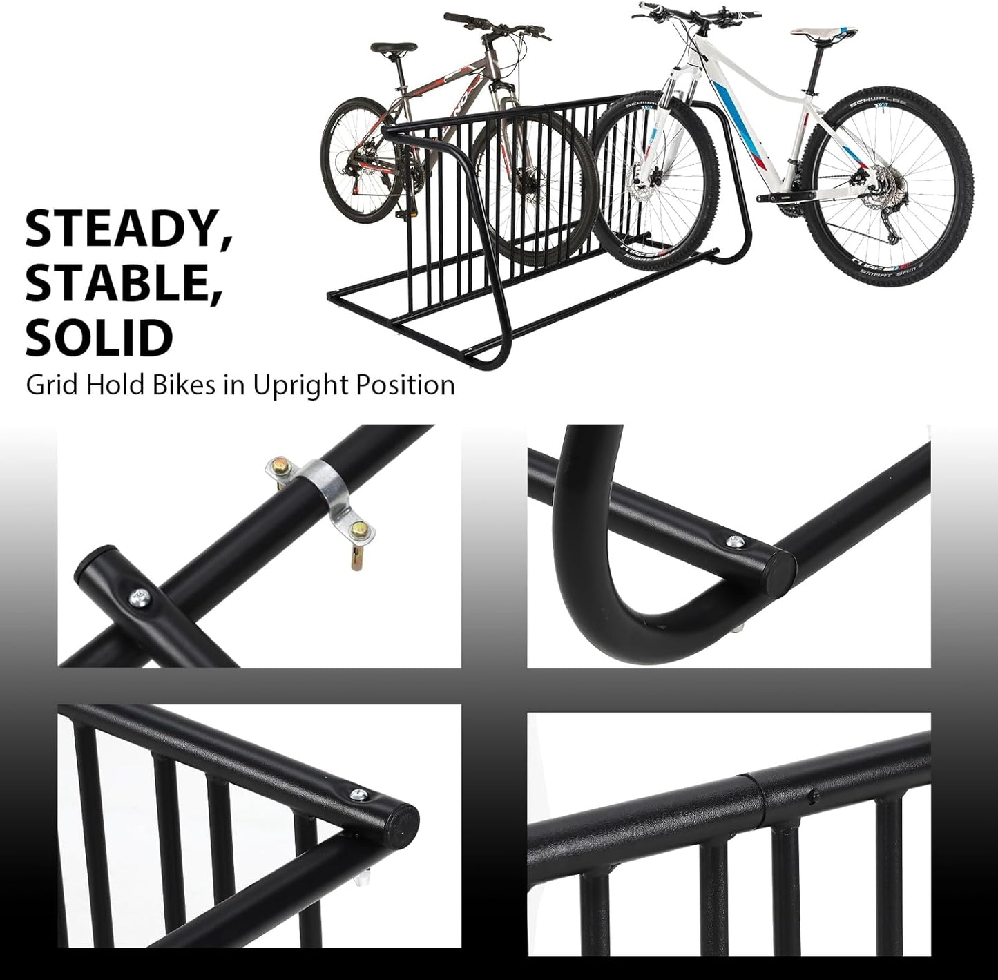 Commercial Bike Rack Garage Floor, Grid Bike Rack in Ground, 10-Bike Capacity Dual Sided Bicycle Storage Stand Floor Parking Stand for Garages, Stores, Schools & Universities Power Coated Steel