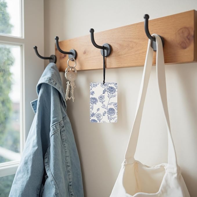 Chinoiserie Vintage Floral Car Air Freshener 4 Pcs, Blue and White Cottagecore Flower Hanging Air Freshener for Cars Closet Drawer Books, Grandmillennial Car Accessories Mirror Decor for Women