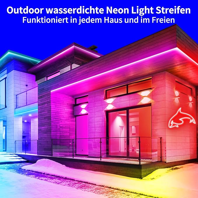 132Ft Neon Rope Lights,Flexible Led Rope Light Control with App/Remote,Multiple Mode Rope Lights,IP65 Outdoor RGB Led Neon Lights Waterproof,Music Sync Gaming Led Neon Light Strip for Bedroom
