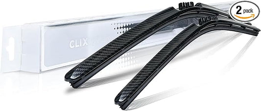 ClixWipers 24" + 16" (Set of 2) Black Carbon All Weather Premium Automotive Replacement Windshield Wiper Blades, Passenger and Driver Side Winter Wiper Blades for Various Car Models