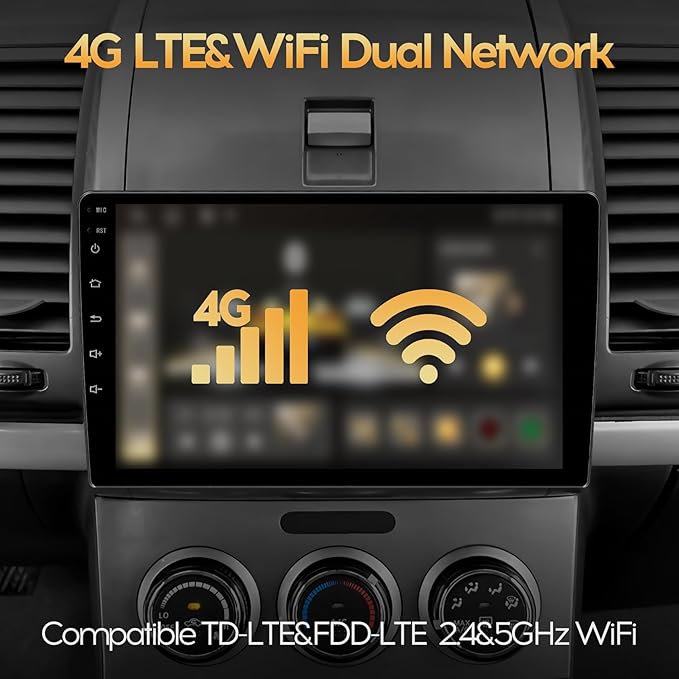 10'' 8Core 4+64GB QLED Full Touch Android Double Din Car Stereo Radio Audio Video Player with Apple CarPlay Android Auto 4G&WiFi DSP FM&AM BT MirrorLink Split Screen PIP GPS Navigation