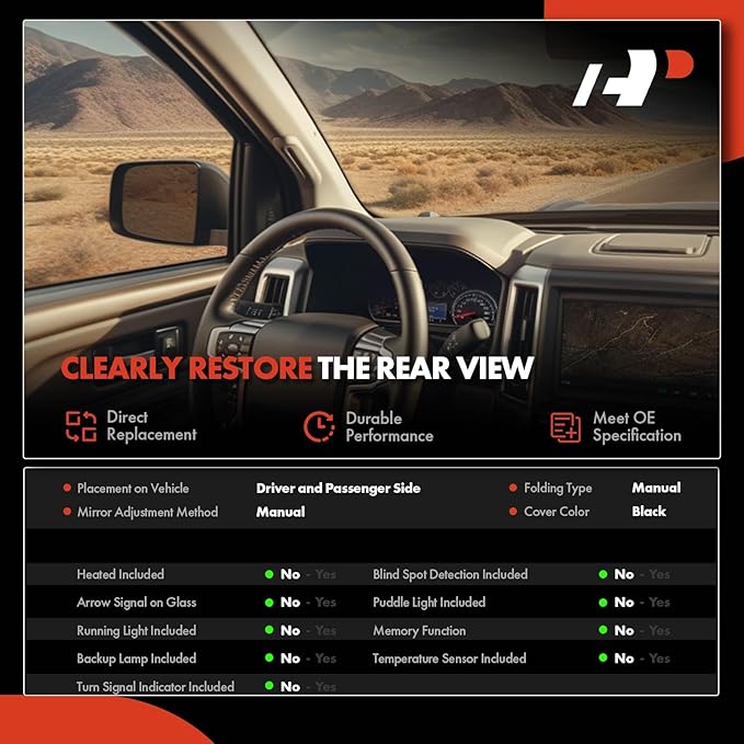 A-Premium Pair (2) Towing Mirrors Compatible with Chevy Silverado, Tahoe, Suburban, Avalanche & GMC Sierra 1500 2500 3500 HD, Yukon XL - 1999-2007 - Non-Heated Manual Glass Adjust Telescoping Folding