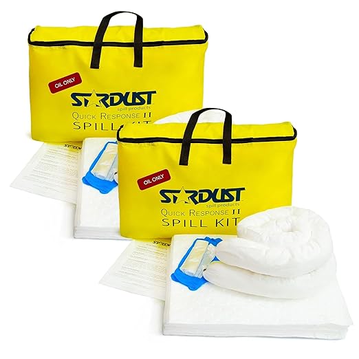 Stardust Spill Products Oil-Only Spill Kit – OSHA Compliant Solution for Vehicles, Industrial, & Restaurant Use, Emergency Response Oil Cleanup, 2-Pack
