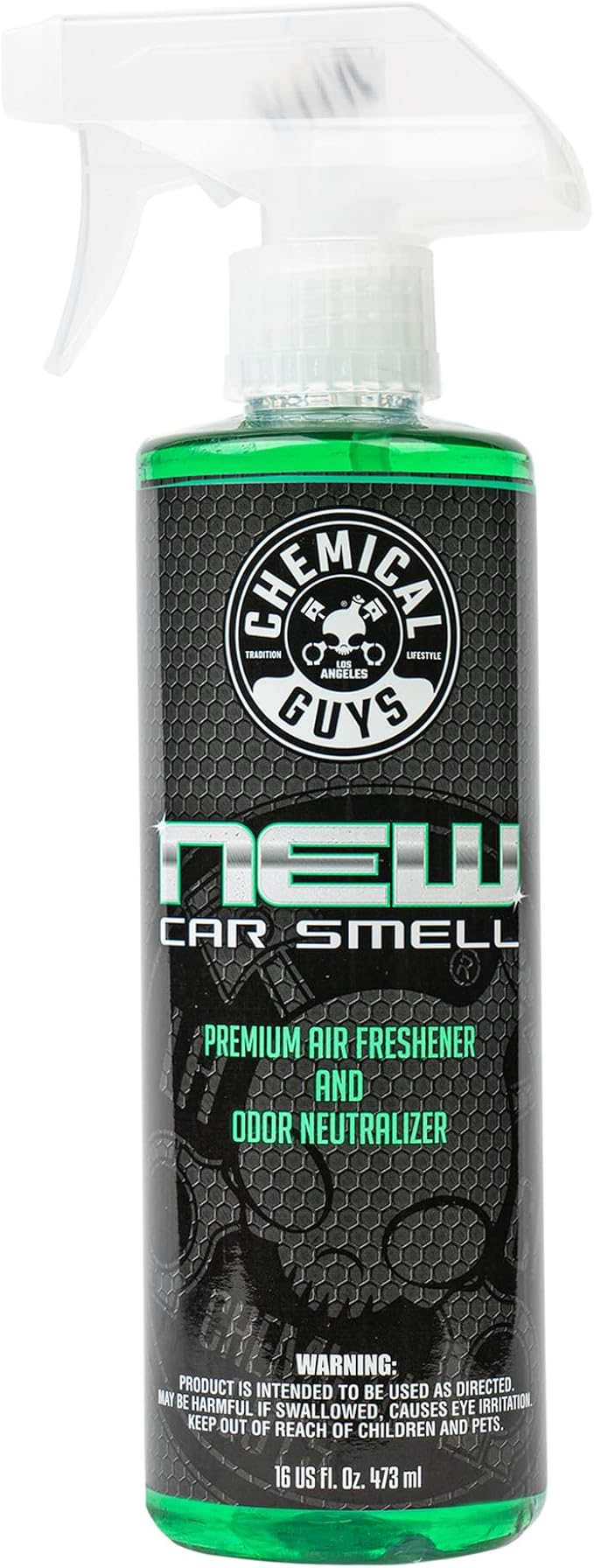 Chemical Guys New Car Smell Premium Air Freshener and Odor Eliminator - Refreshes and Neutralizes Odors, Great for Cars, Trucks, SUVs, RVs, and More - 16 oz