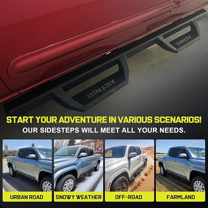 BINARY STAR Running Boards Compatible with 2019-2026 Chevy Silverado/GMC Sierra 1500 Crew Cab, 20-26 Silverado/Sierra 2500HD 3500HD. 4.3 Inches Drop Down Silverado Side Steps Nerf Bar Carbon Steel.