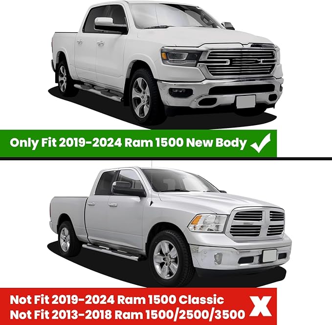 LASFIT Floor Mats 2019-2024 for Ram 1500 Crew Cab (NOT Fit for Classic Model) Bucket Seat with Folded Rear Under-Seat Storage 4 Full Size Doors All Weather TPE Custom Fit 1st & 2nd Row, Black