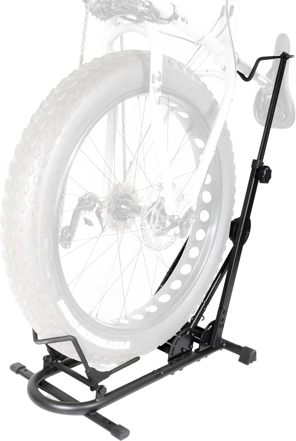 BIKE HAND Vertical Bike Stand - for Fat Bike Snow MTB Road Bikes with Max 5" Tire Width - Vertical & Horizontal Adjustable Bicycle Parking Rack with Seatpost Stabilizer - Wheel Sizes up to 29"