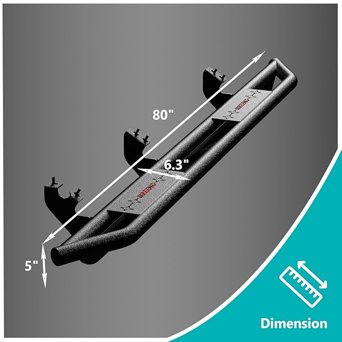 Heavy Duty Metal Running Boards Side Steps Nerf Bars Compatible with 2024 2025 Toyota Tacoma Double Cab with 4 Full Size Doors(4th Generation)