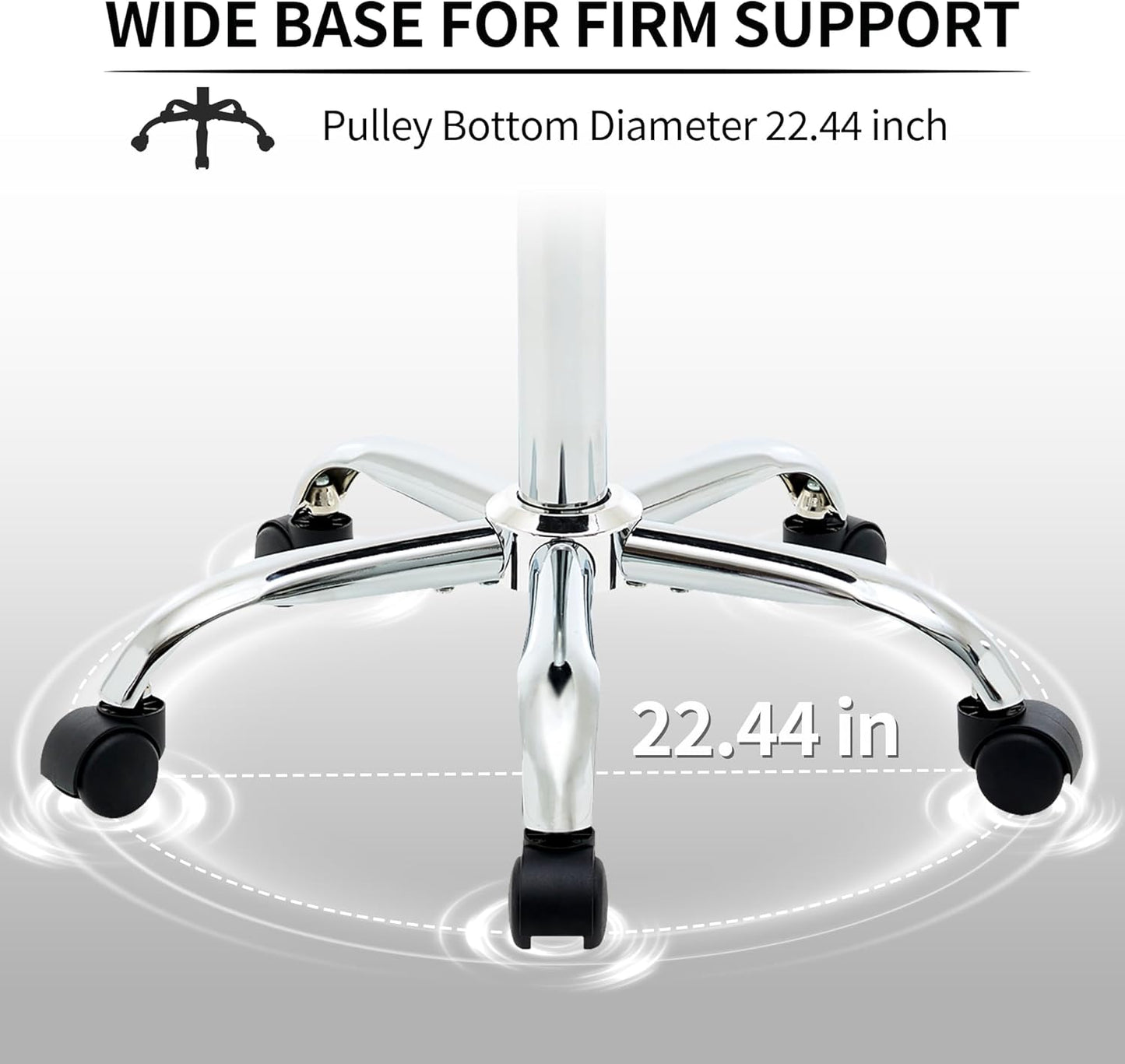 Rolling Office Stools, Adjustable Drafting Stool on Wheels 19.5’’-26.6’’, Black Ergonomic Office Chair (Black)