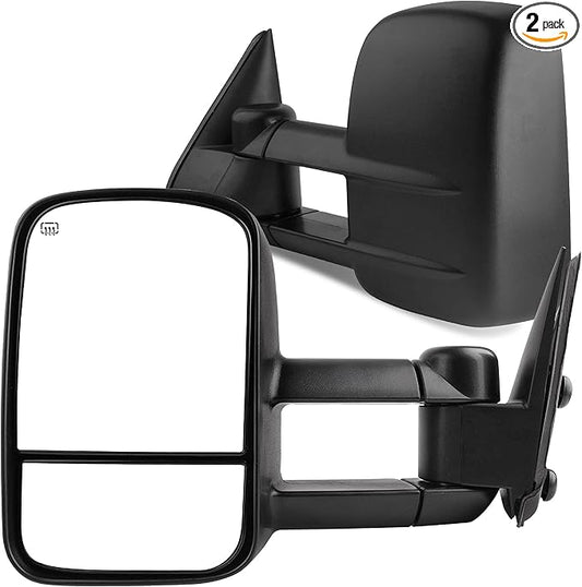 AUTOSAVER88 Towing Mirrors Compatible with 1999-2002 Chevy Silverado GMC Sierra 1500 2500 3500, Power Heated Telescoping Tow Mirrors Pair Set