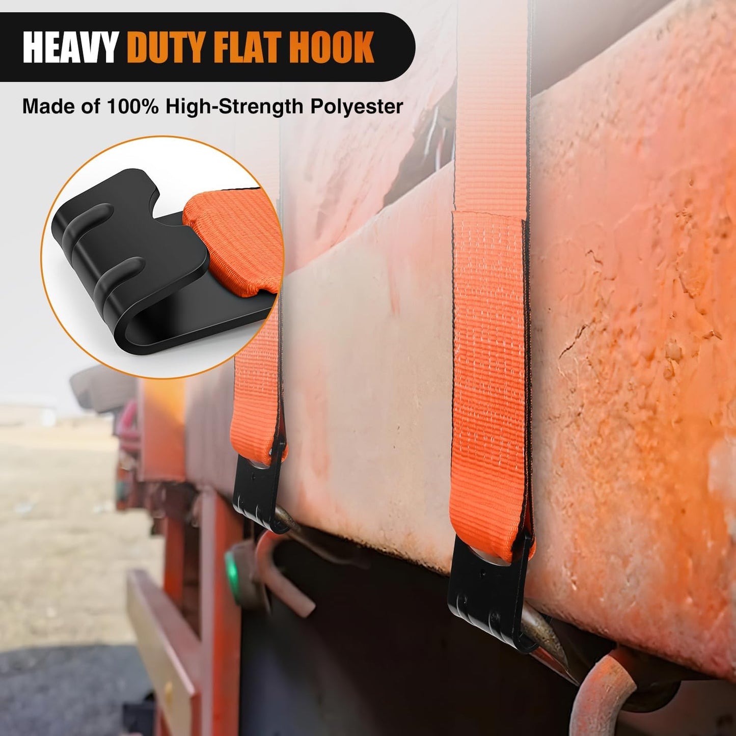 Nilight Truck Straps 4”×30’ Orange Heavy Duty Winch Straps with Flat Hook Break Strength 16800LBS WLL 5400LBS Cargo Straps for Flatbeds Trucks Trailers Farms Rescues Tree Saver (10PACK)