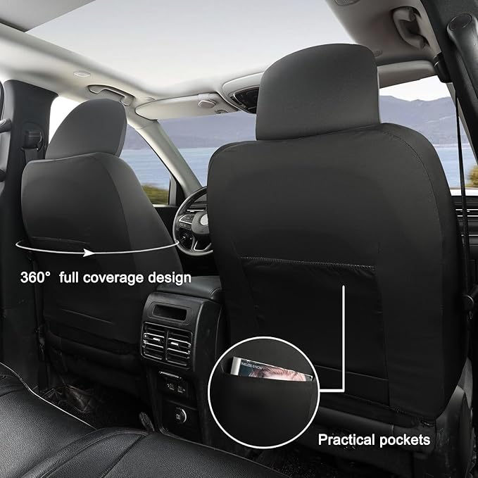 GIANT PANDA Front Seat Covers for Jeep Wrangler JL 2018-2025 Sahara Sport Rubicon Unlimited Willys,Faux Leather Seat Protectors (2 Pack, Beige)