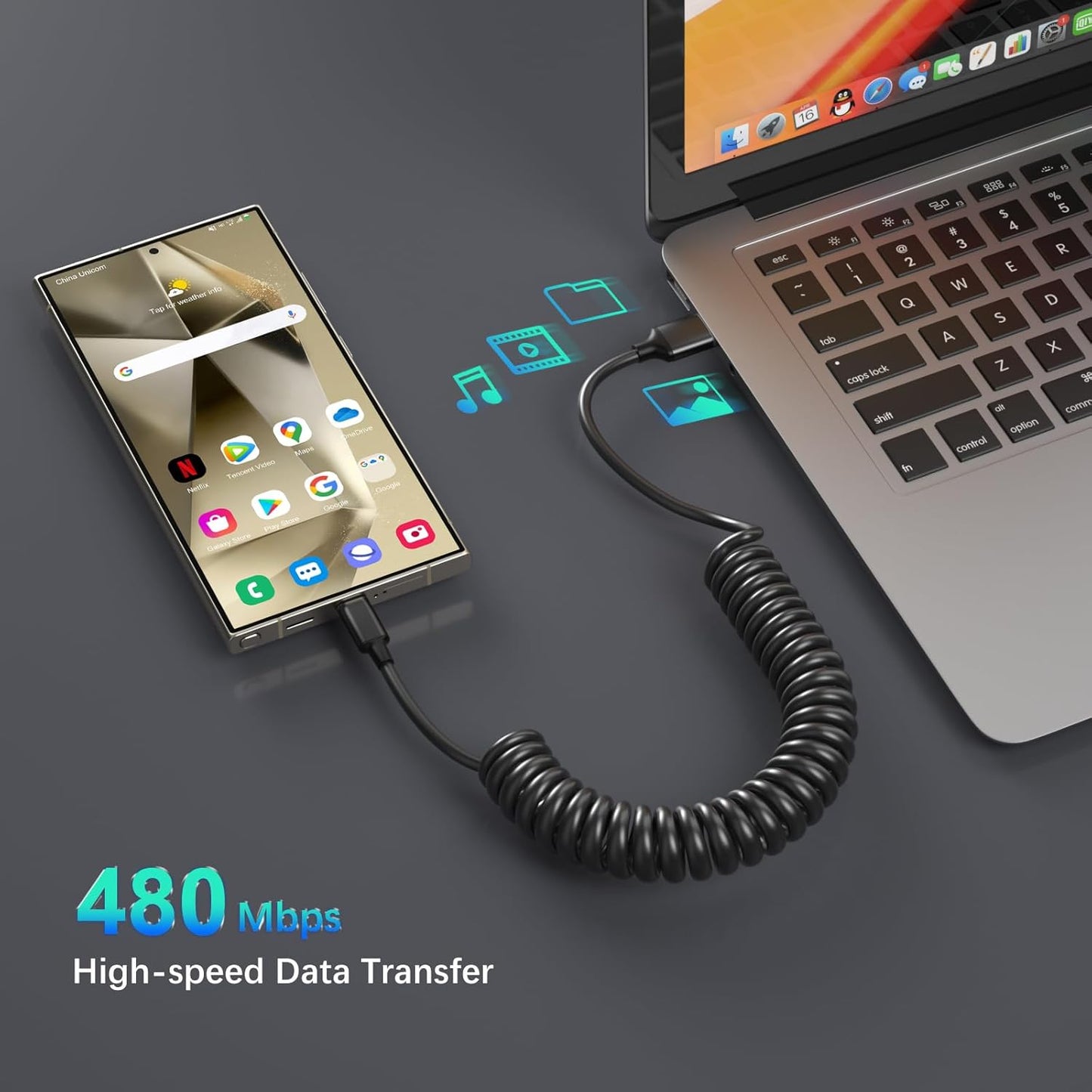 Coiled USB C Cable for Car, 3ft Retractable Car Charger Type C Fast Charging Cord 60W 3A for iPhone 16 15 Pro Max Carplay Galaxy S25 Ultra S24 FE A15 A54 A35 A16 Android Phones, 3Pack