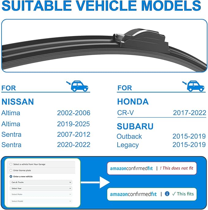 CJPPPZIW® Windshield Wipers-26 Inch+17 Inch Replacement for 2002 2003 2004 2005 2006 2019 2020 2021 2022 2023 Nissan Altima Wiper Blades for My Car,Quality Front Windshield Wiper Blades(Set of 2)