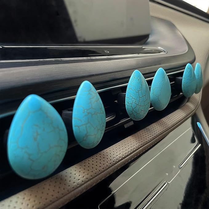 Boho Car Accessories 6pcs Turquoise Air Vent Clips Car Air Freshener Outlet Clips with Car Scent Creative Decorations for Women Best Wishes for Lover and Friend