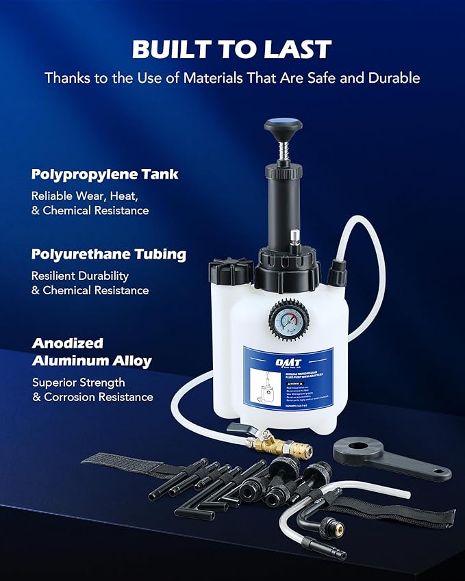 Orion Motor Tech Transmission Fluid Pump, 3L Transmission Filler Pump with 12pc ATF Aluminum Adapters, Manual Transmission Fluid Transfer Pump with Pressure Gauge, Transmission Dispenser Oil Pump Tool