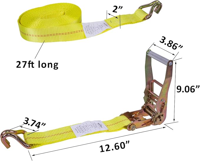 4 Pack Ratchet Strap Heavy Duty -2" x 27' Ratchet Tie Down Straps,Cargo Straps for Moving Appliances, Lawn Equipment, Motorcycle in a Truck
