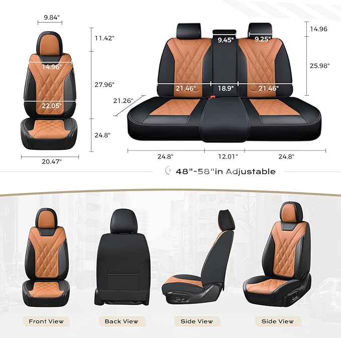 Coverado Car Seat Covers, Front Covers for Cars, Car Seat Cover Front Seats, Automotive Seat Cover, Waterproof, Leather Car Seat Cushion, Universal Interior Covers Seat Protectors for Most Cars