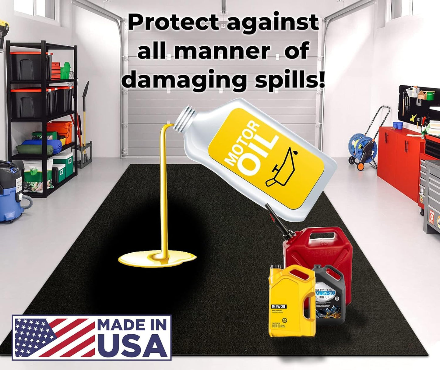 Golf Cart Mat for Garage Floor – Oil Absorbent, Waterproof, Battery Acid Resistant – 5x8ft Garage Mat – Cut to Size – Reusable Floor Protector for Golf Carts, ATVs, Motorcycles