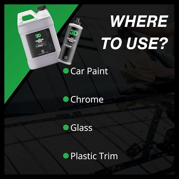 3D GLW Series Ceramic Wax – SiO2 Infused Car Wax for Ultimate Gloss, Hydrophobic Protection & Easy Application | Ultra Slick Shine | Made in USA 16 oz
